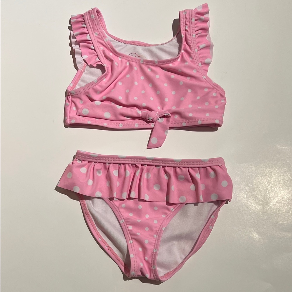 Bmagical by btween Pink and White Polka Dot Ruffle Bikini Girl Size 5